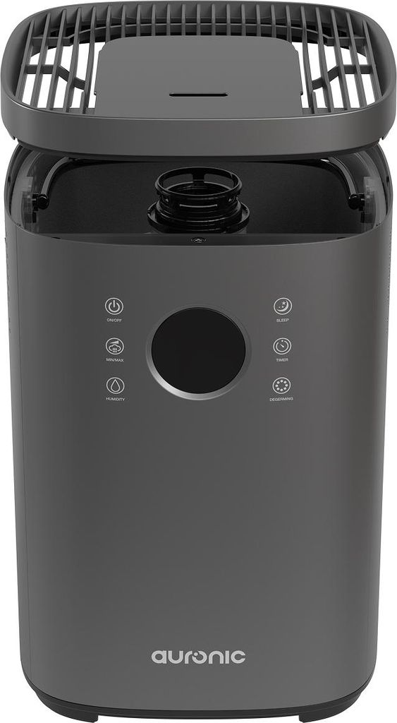Auronic Luftbefeuchter - 4 Liter - 40m² - Geeignet für Wohnzimmer, Büro, Schlafzimmer, Babyzimmer und mehr - Mit Aromatherapie - BPA-frei - Grau