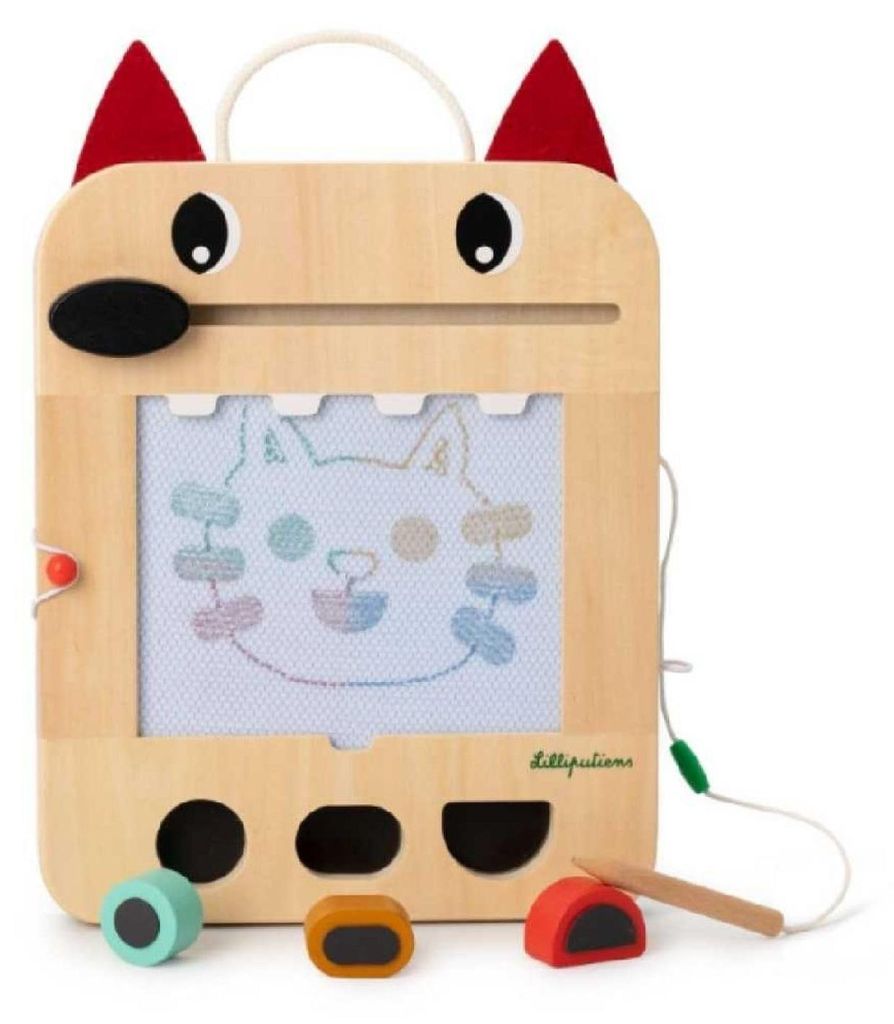Lilliputiens - Magische Tafel Louis - Interaktives Spielzeug für Kinder mit geometrischen Stempeln, Spielkarten und Holzstift - Fördert Kreativit...