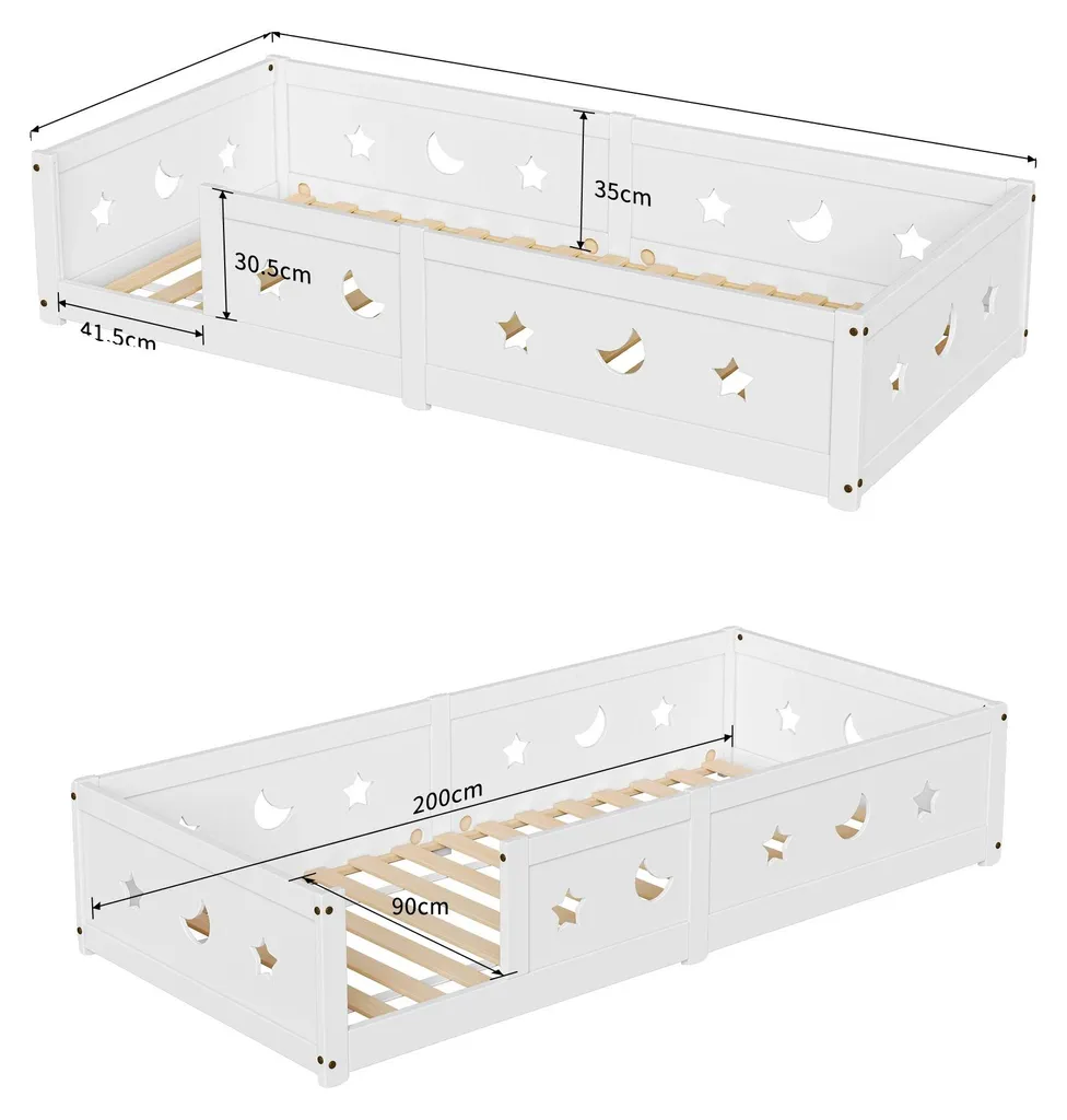 Lit Montessori 90x200 blanc pour chambre enfant et autonomie douce