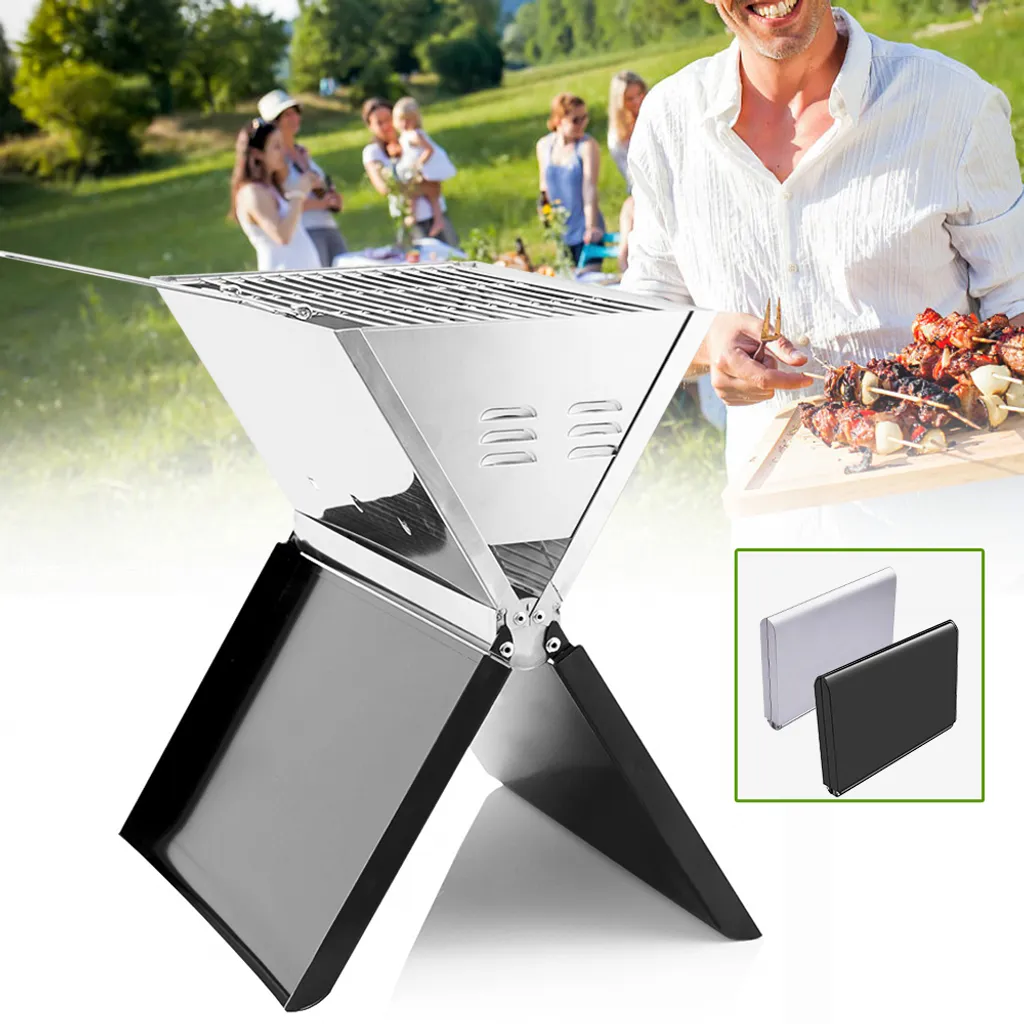 Barbecue pliable gain de place pour petits espaces et balcon argenté