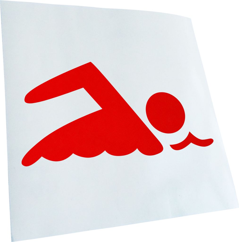 Kiwistar - Autoaufkleber - rot - 60 x 60 cm - Schwimmer - Heckscheibenaufkleber - Aufkleber für Auto Kfz Fahrrad, LKW, Truck Mofa