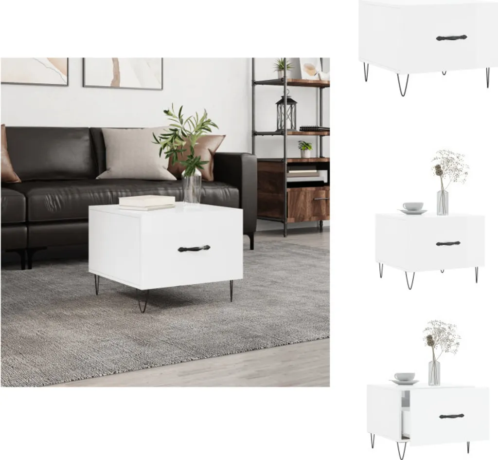 Tavolino Quadrato Bianco Lucido 50x50x40 cm vidaXL | Salotto Chic