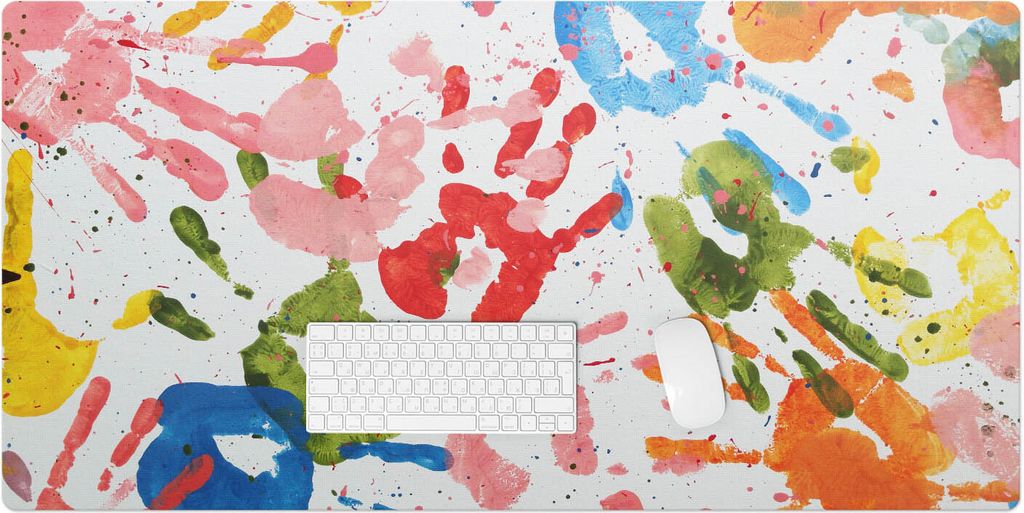 Bunte Handabdrücke – Schreibtischunterlage – Rutschfeste Tischunterlage – Schreibtischmatte für Büro & Zuhause – Schreibunterlage – Ma...