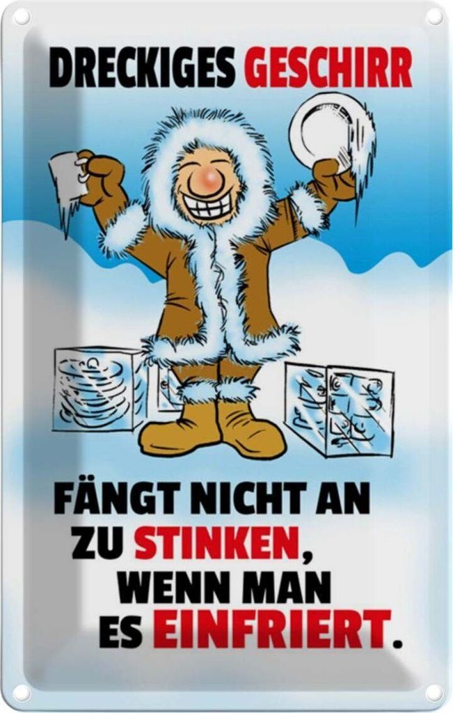 vianmo Blechschild 30x20 cm Dreckiges Geschirr einfrieren Dekoration Spruch Zitat