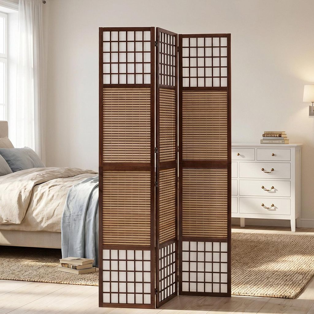 Homestyle4u Paravent Raumteiler 3 teilig Blickdicht Holz Produktbild 