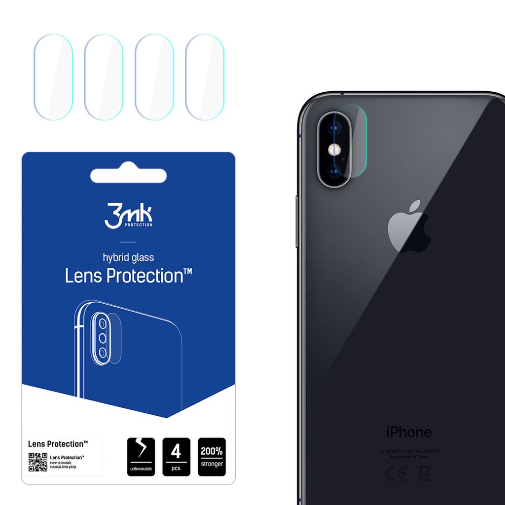 3mk Hybridglas Lens Protection für Apple iPhone Xs Kamera Objektiv Kameralinse 0,16mm 6H (4 Stück)