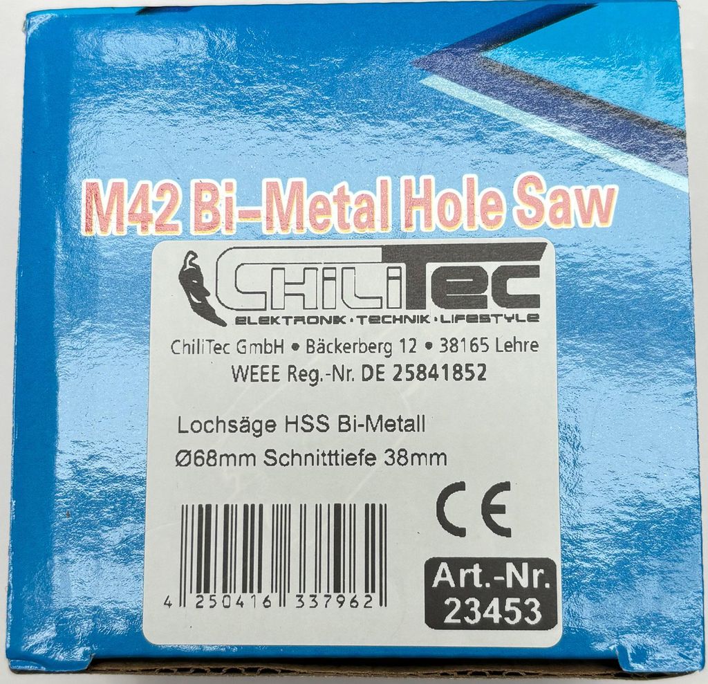 Lochsäge HSS Bi-Metall Ø68mm Sechskant Aufnahme Produktbild 