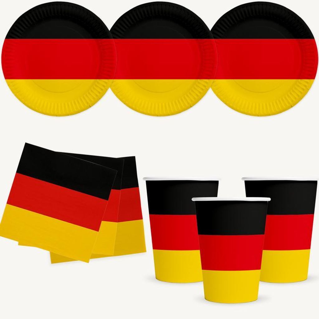 Deutschland Partyset, 16 Pappteller 23 cm, 16 Pappbecher Produktbild 