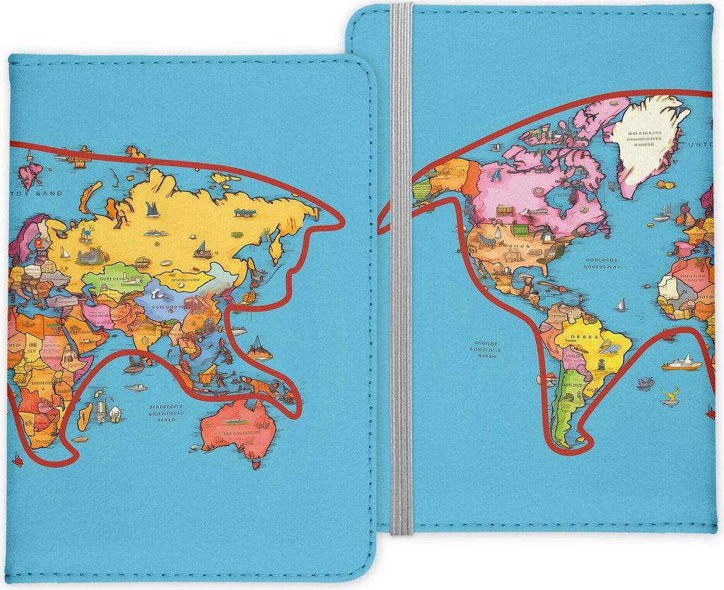 22Feels Reisepasshülle Organizer Reisen Gadgets Katze Weltkarte Lustig Urlaub Kunst-Leder Etui Cover Frauen Männer Kinder