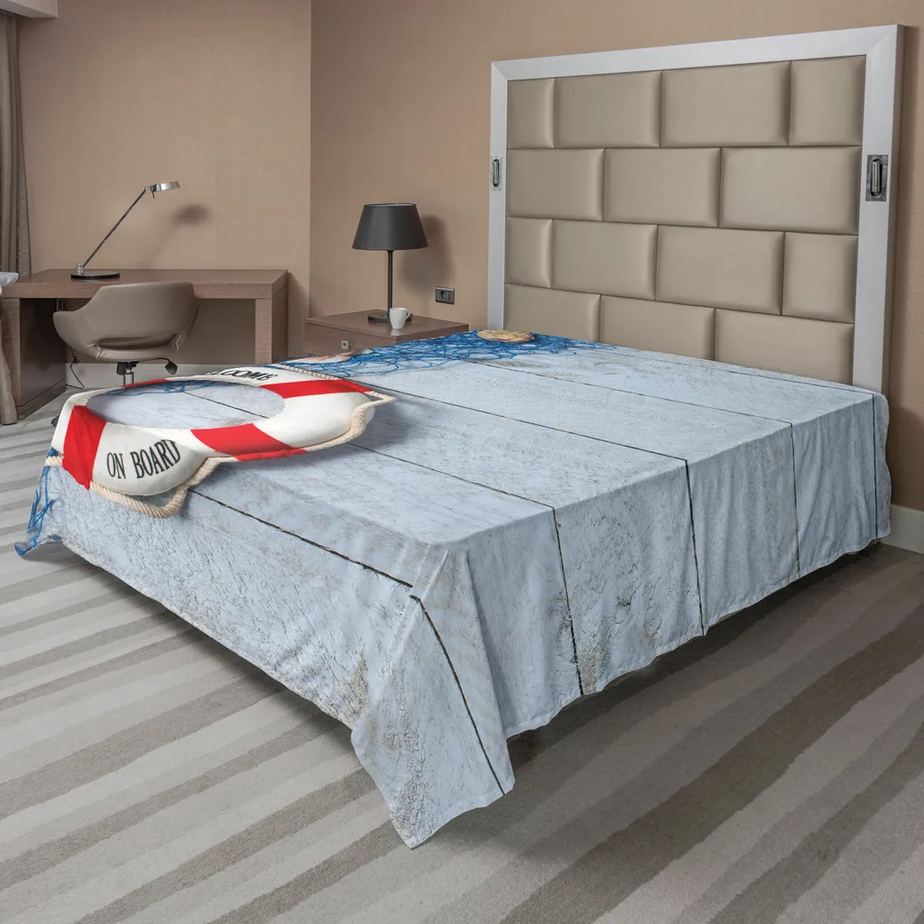 Drap de lit infroissable motif bouée marine, douceur durable 275x260 cm