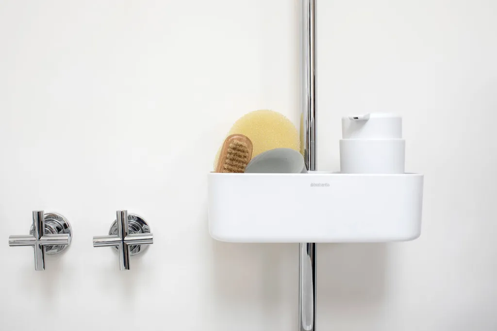 Brabantia ReNew Support de Douche Blanc : Rangement Mural sans Perçage