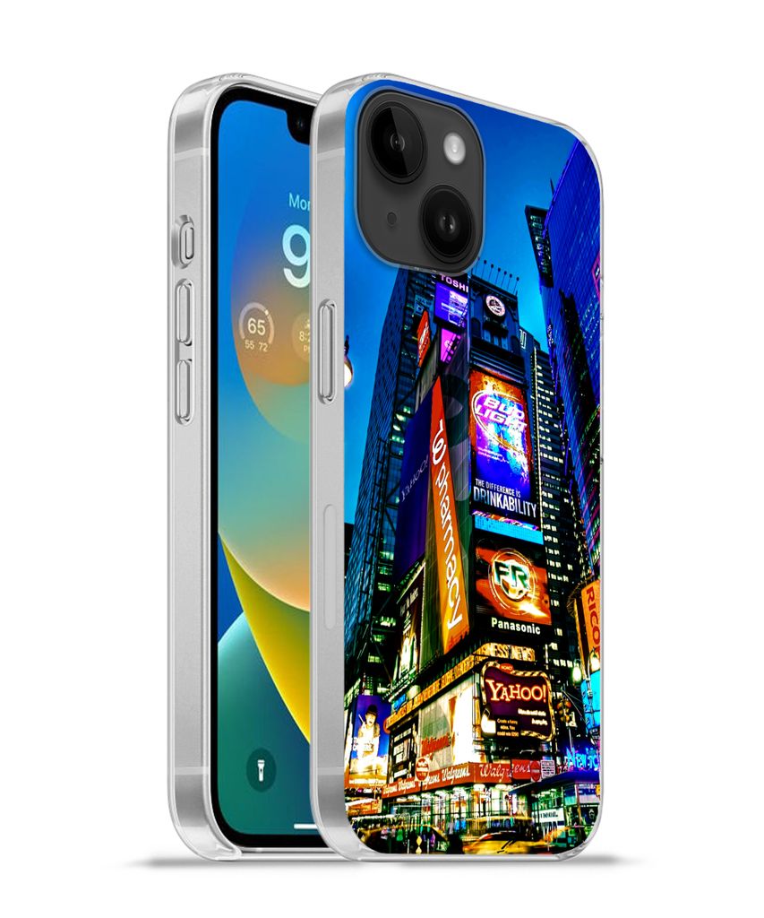 MuchoWow Handyhülle Schutzhülle Hülle für Apple iPhone 14 - Softcase New York - Nacht - USA Silikon Softcase Handy Hülle - Mobiltelefonhülle