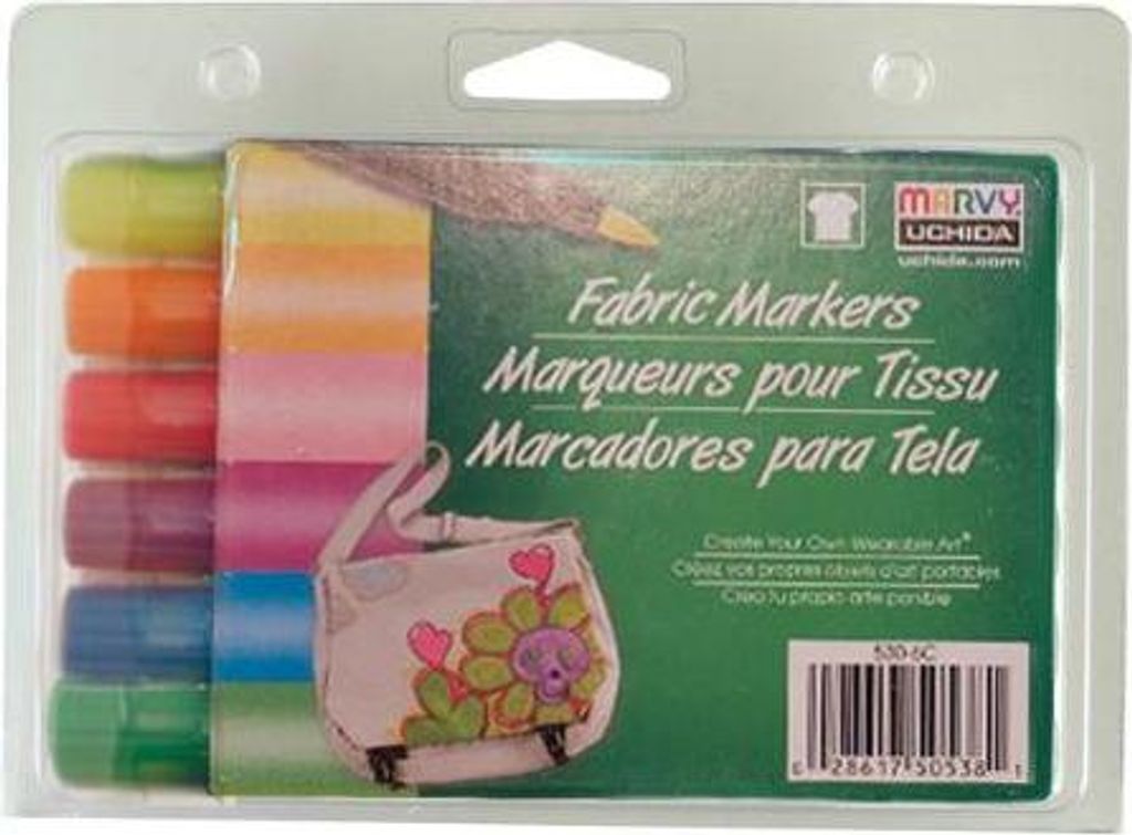 Marvy Uchida Textilstifte Brush Neon Set 6 Stück permanent Farbe