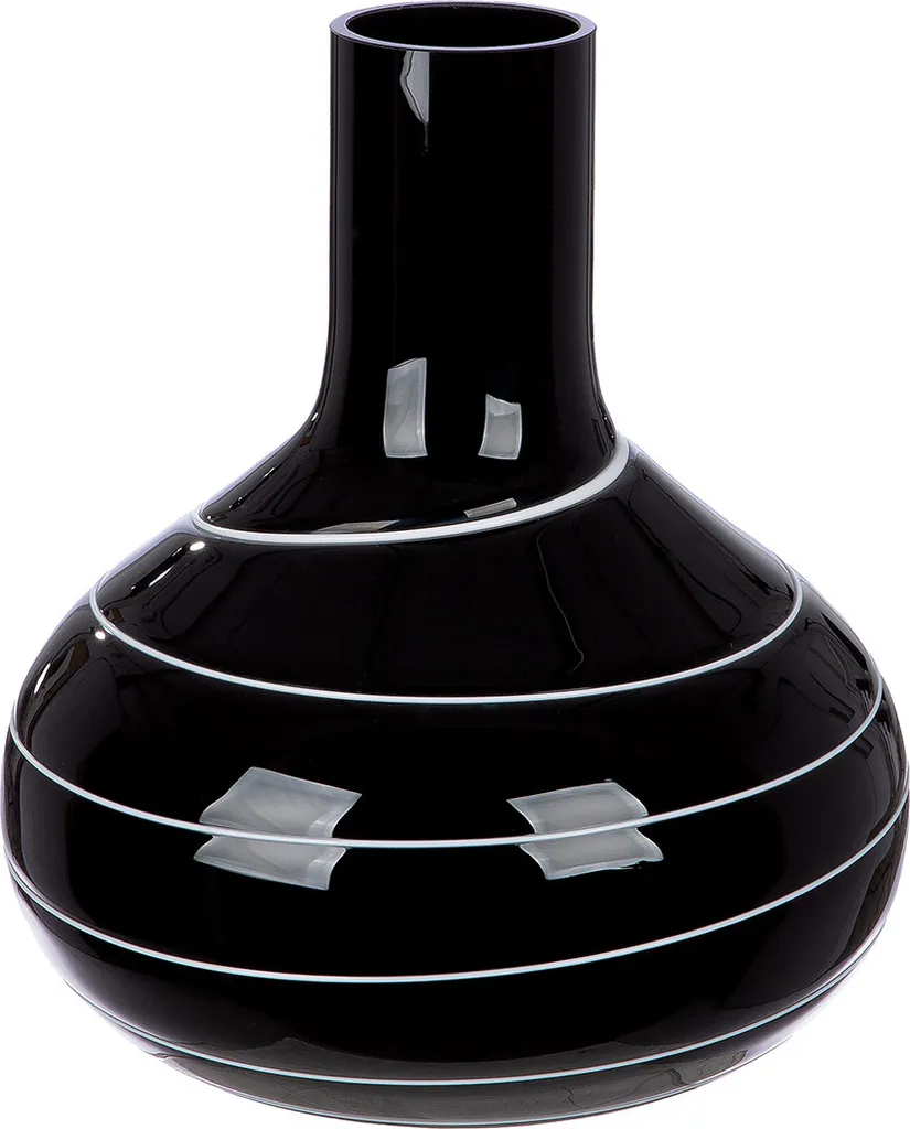 Grand vase décoratif Uderzo en verre noir soufflé Gilde 28 cm