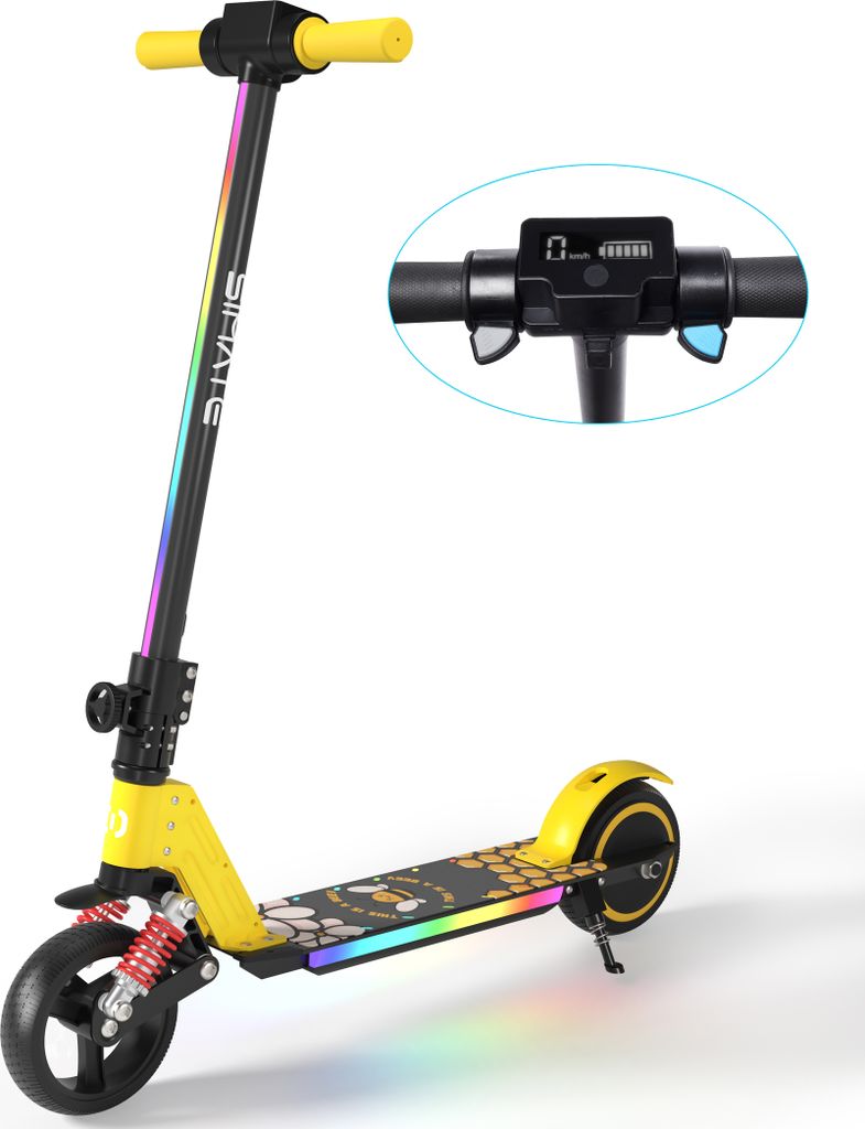 Elektroscooter Kinder 130W Motor 14Km/h Elektroroller LCD-Display E Scooter Für Kinder Und Jugendliche Bis 70kg Klappbar E Roller- Gelb