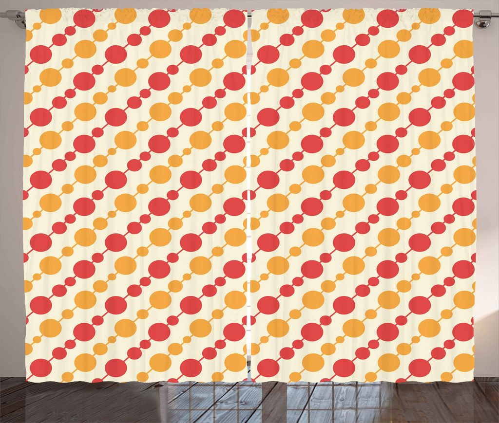ABAKUHAUS Retro Rustikaler Gardine, Große kleine Punkte Kette, Schlafzimmer Kräuselband Vorhang mit Schlaufen und Haken, 280 x 175 cm, Marigold S...