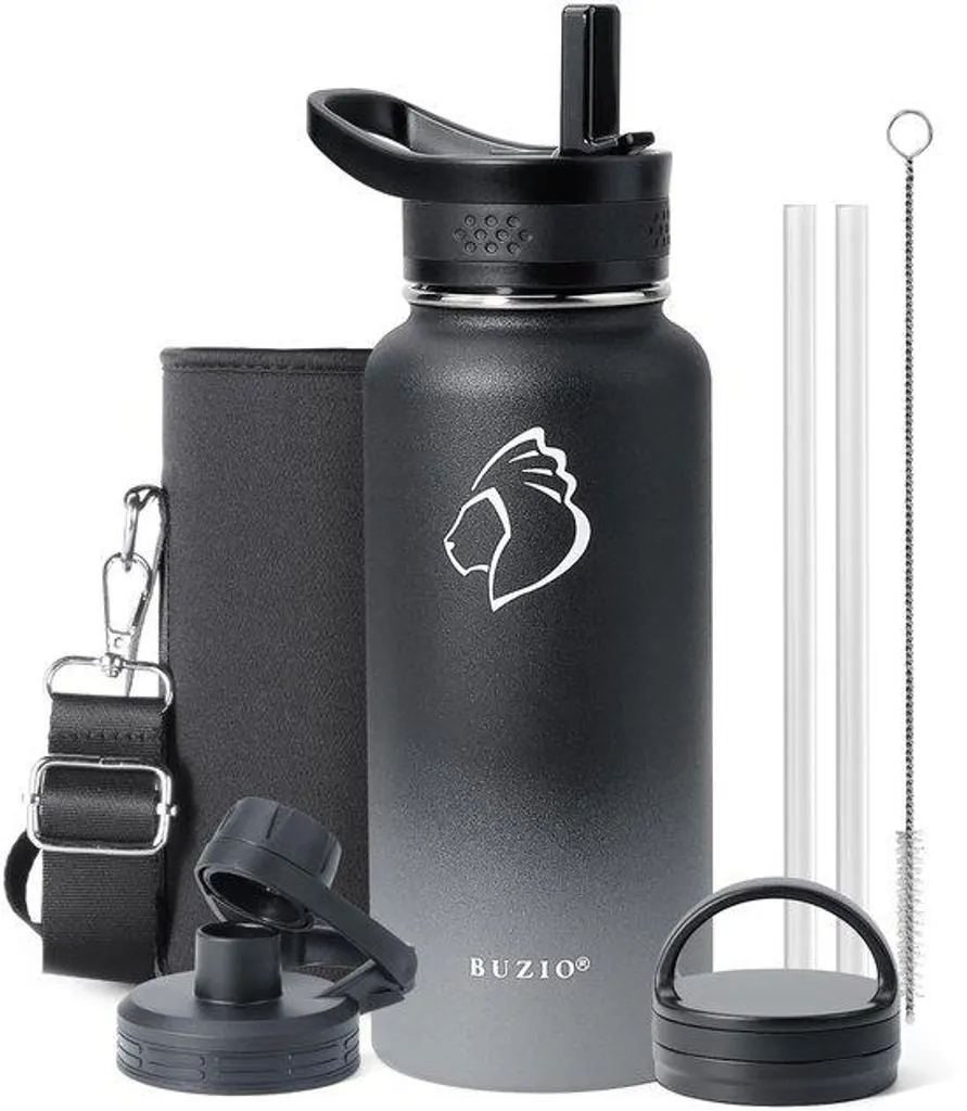 Bouteille de Sport 1L pour Fitness et Randonnée - Gourde Isotherme Grise