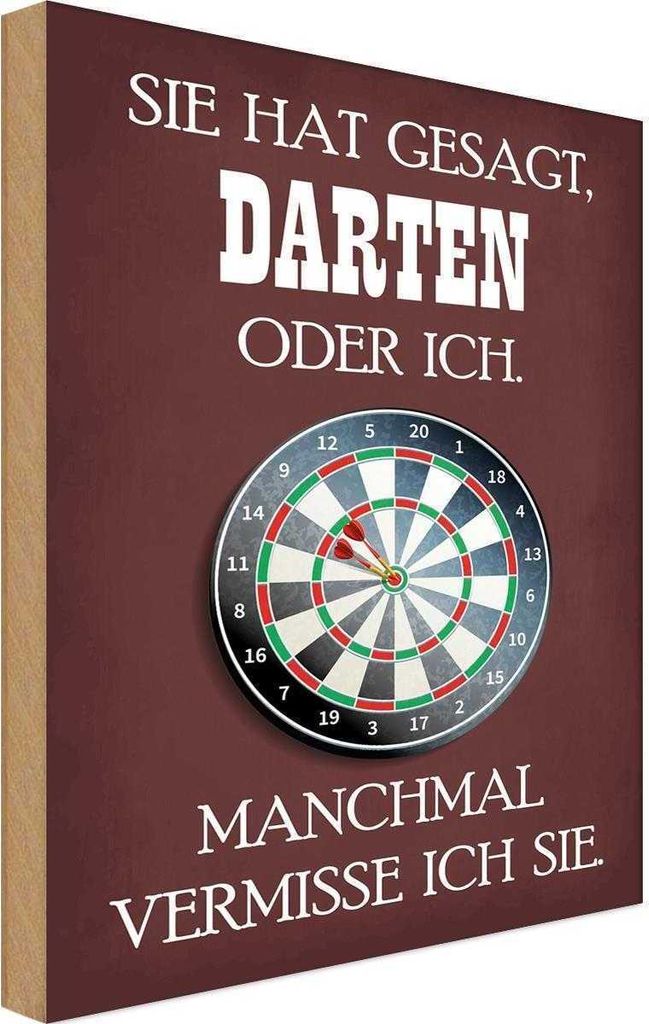 vianmo Holzschild 18x12 cm sie hat gesagt Darten oder ich Sport Hobby