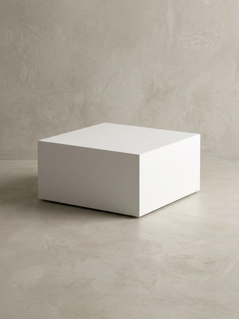 Couchtisch MONOBLOC 60 x 60 x 30 cm Hochglanz MDF Weiß lackiert, Design Wohnzimmertisch Cube quadratisch, Lounge Beistelltisch Würfel Form