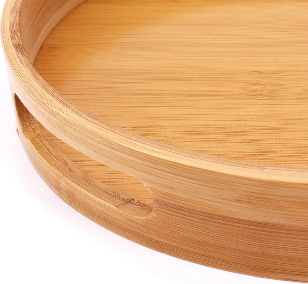 Plateau repas rond bambou pour petit déjeuner et apéritif - Format 25cm