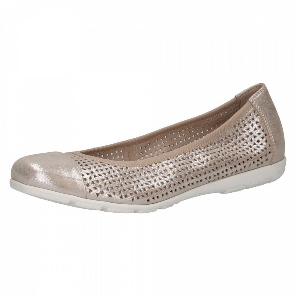 Caprice Lederballerina - Taupe Metallic Leder : 42 : Normal Größe: 42 Weite: Normal