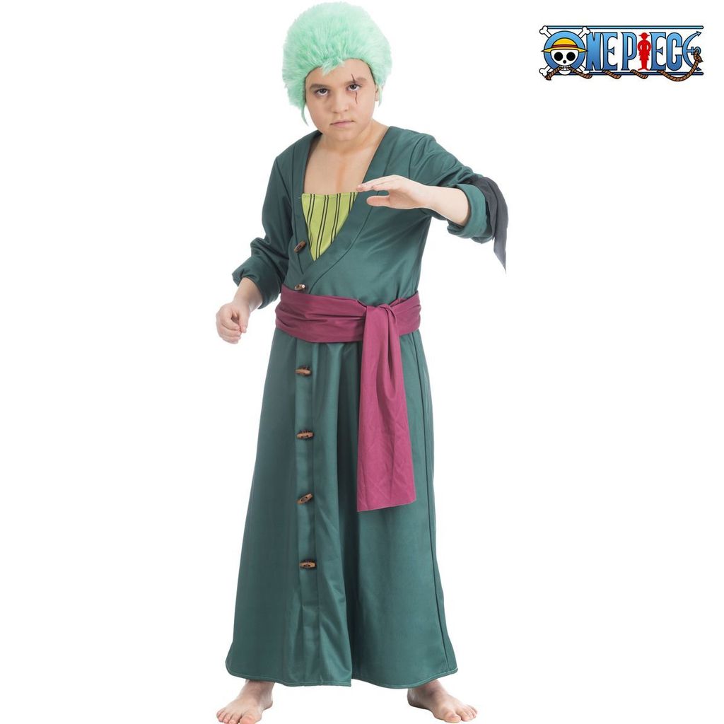 One Piece Kostüm Pirat Lorenor Zoro für Kinder Gr. 128-152 Anime Manga Fasching Karneval Mottoparty Kinderfasching Kindergeburtstag Filmheld Familienkostüm Gruppenkostüm