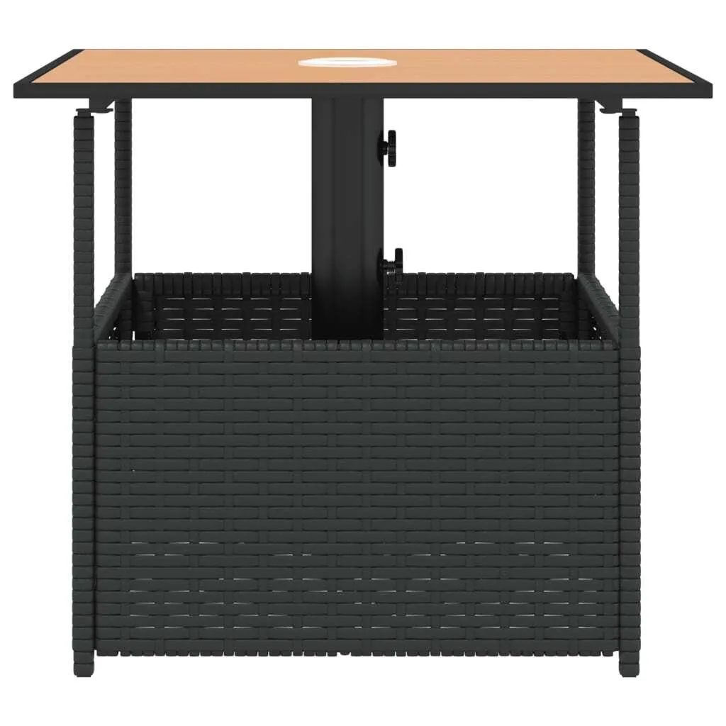 Table basse de jardin noire 55 cm avec support parasol en Poly rotin chic - 5