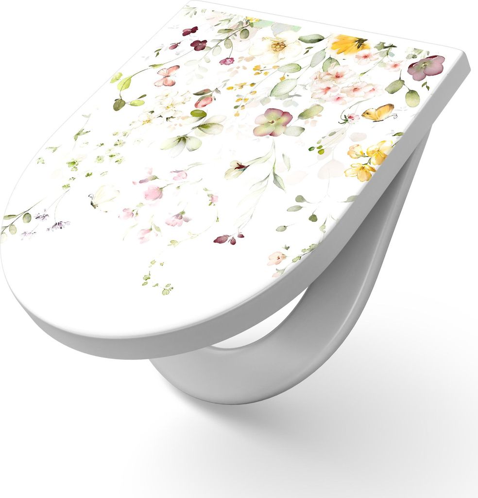 DEQORI WC-Sitz Duroplast 36,4x45,4 cm 'Zarte Blütenpracht' Toilettensitz WC-Brille Design