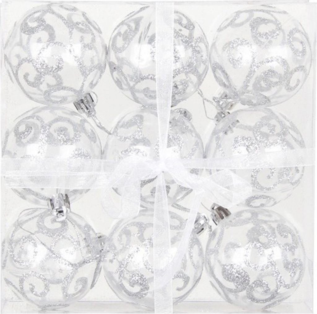 1 Box Weihnachtskugeln, verformt sich nicht leicht, Lanyard-Design, PVC-Weihnachtskugeln, hängende Anhänger, Dekorationen, Partyzubehör, Silber