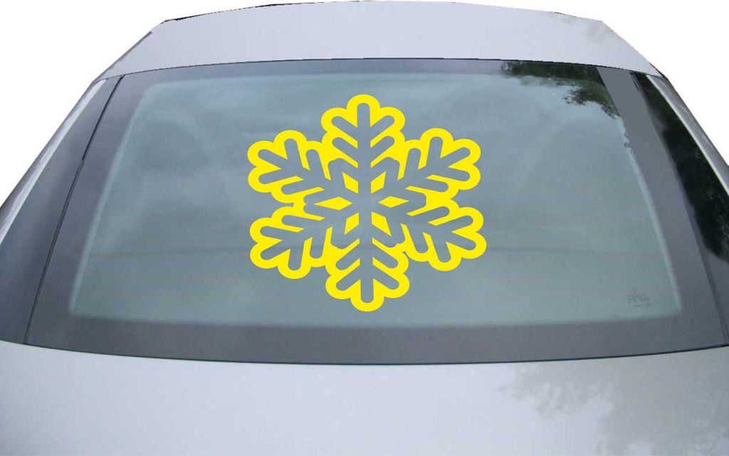 Indigos UG - Aufkleber Heckscheibe & Motorklappe DE7102 - gelb - 600x545 mm - Schneeflocke - Auto Scheiben Fenster Heckklappe Tuning Racing JDM - D...