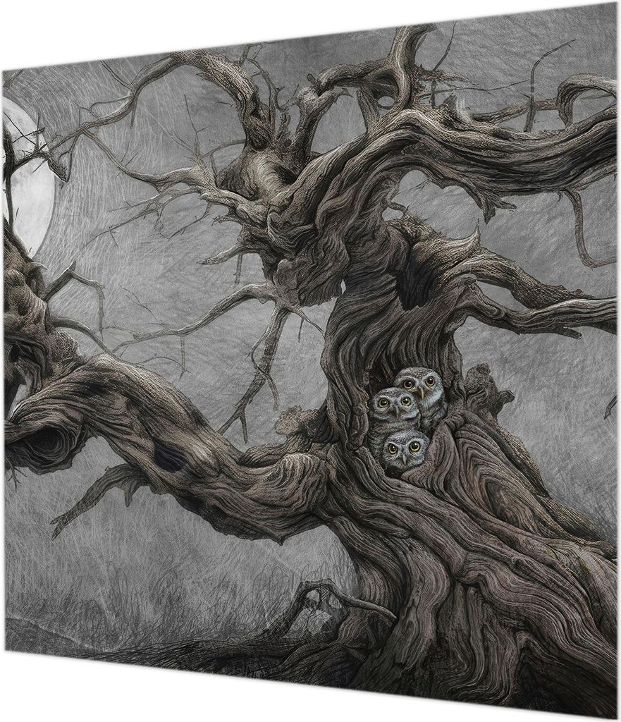 Wandtapete - Dekorative Tapete für Wohnzimmer - Tapetenfolie für Wanddekoration - 250x250 cm - Geheimnisvolle Eule