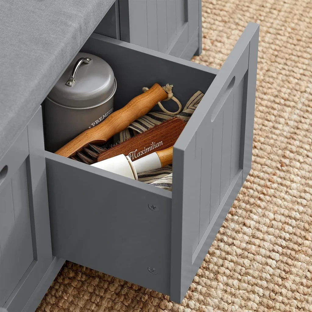 Banc d'Entrée Pratique pour Ranger les Chaussures - Style Gris Moderne - 6