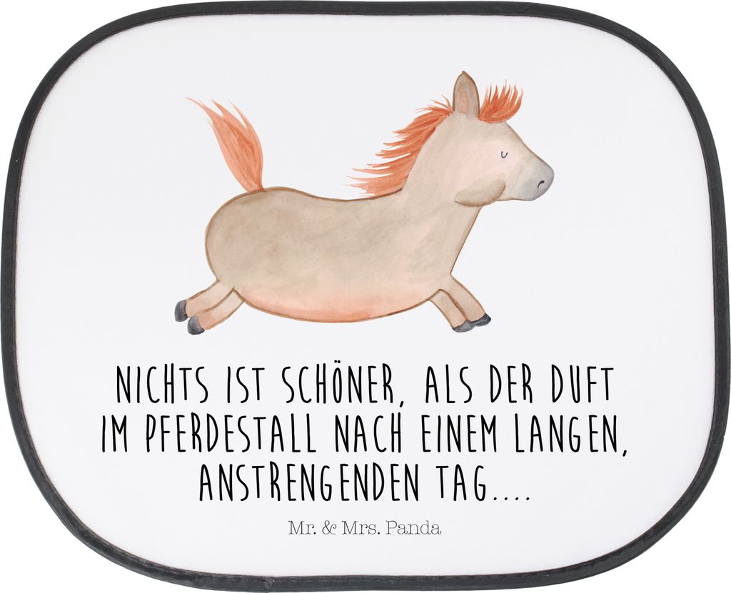 Mr. & Mrs. Panda Sonnenschutz für Auto Pferd Springen - Weiß - Geschenk, autofenster, pkw, Hitzeschutz, Reiten, Pony, Stall, Sonnenblende, Bauern...