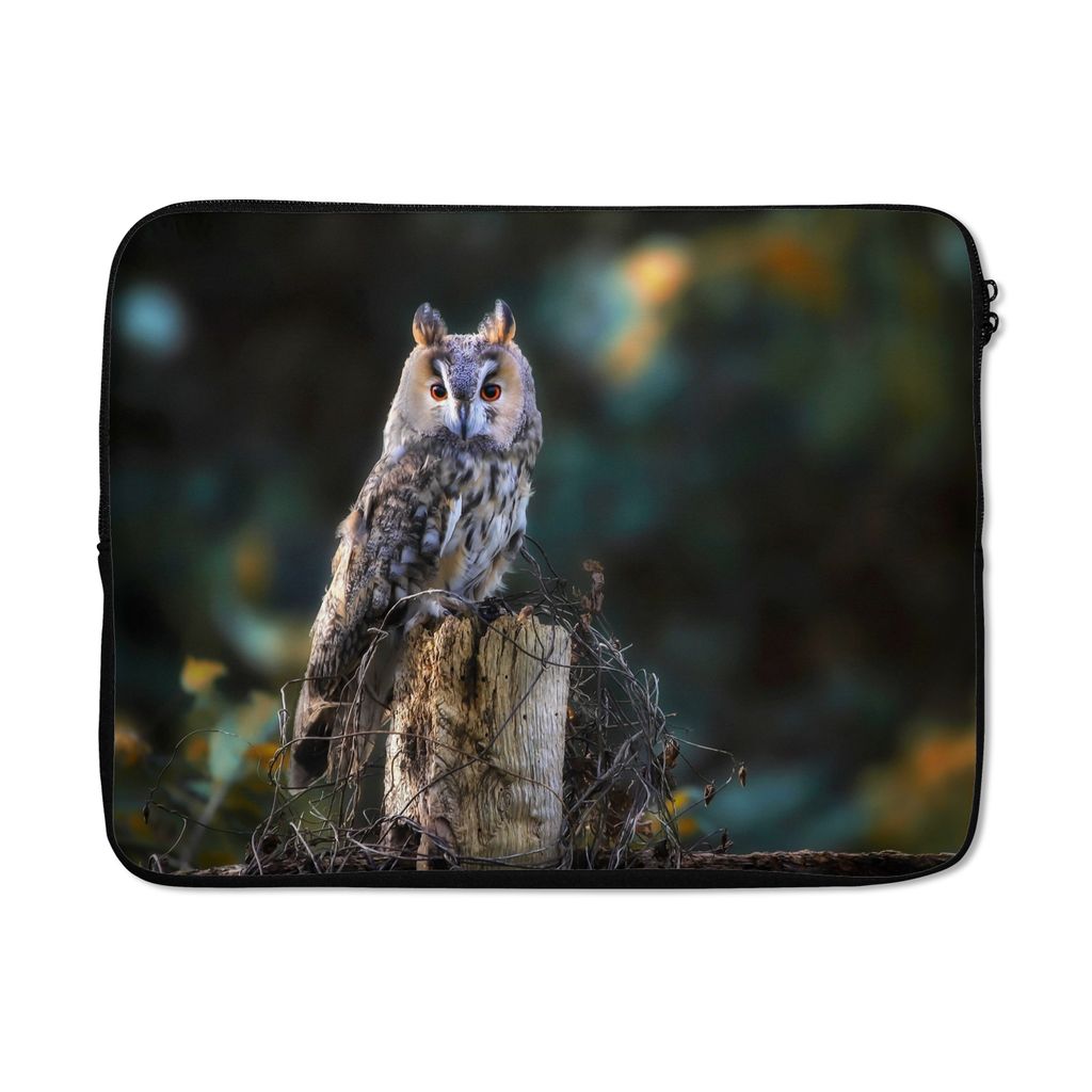 MuchoWow Laptop Hülle 17 Zoll Laptoptasche Eule - Herbst - Vogel - Äste - Zipper - Schutzabdeckung