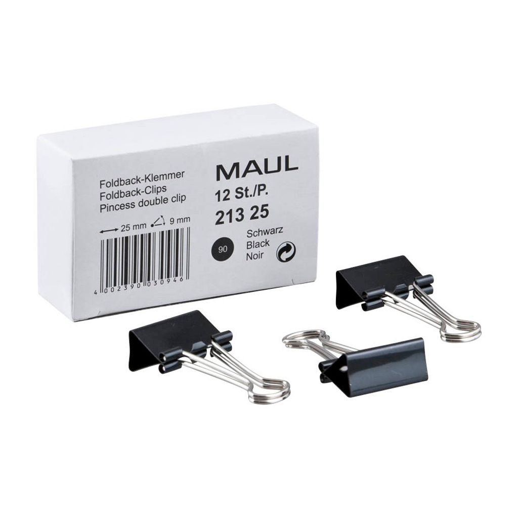 MAUL Zaciski z klipsem Stal sprężynowa Metal 12 sztuk 25 mm Zdjęcie produktu 