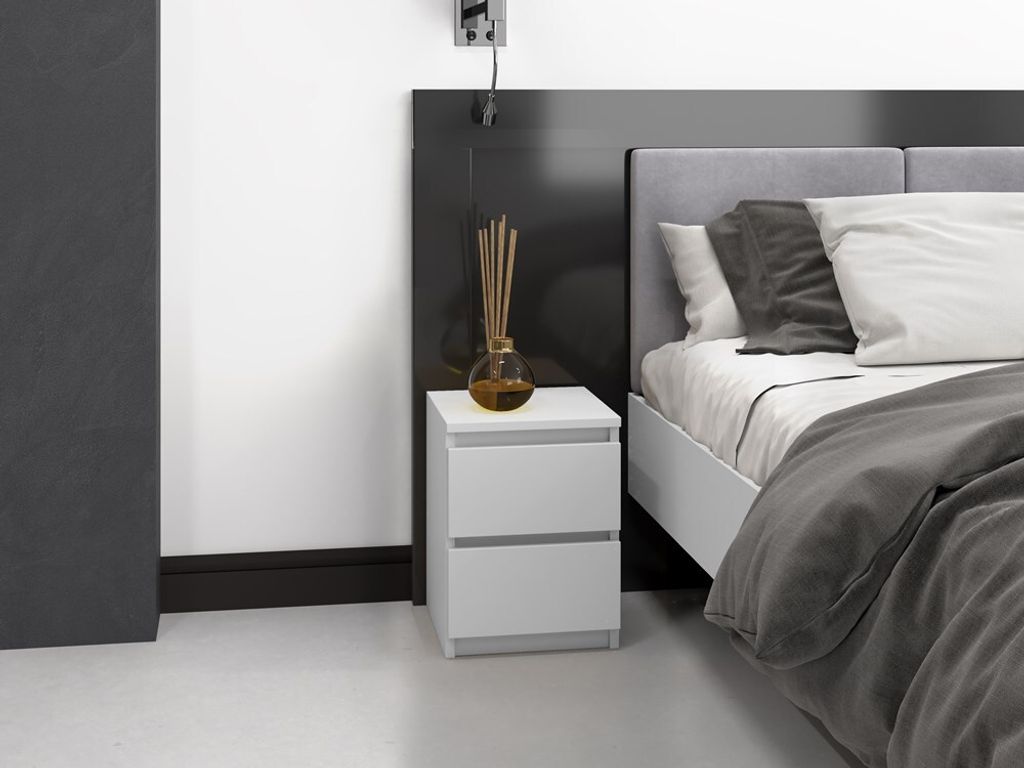 VBChome Nachttisch 30 x 30 x 40 cm Weiß Matt Nachttisch mit Produktbild 