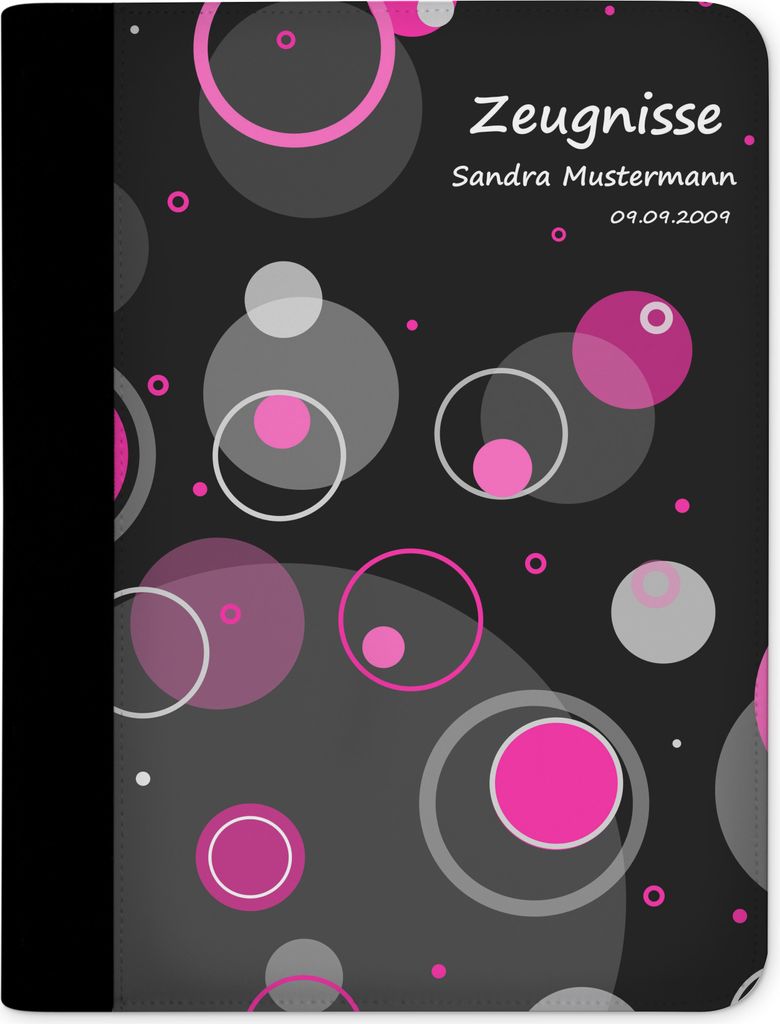 Zeugnismappe, Dokumentenmappe, Ordner A4, Kreise Rosa
