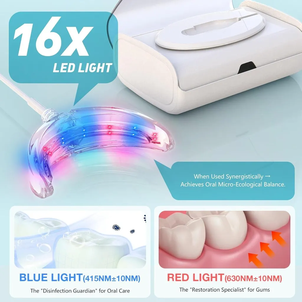 Système de Blanchiment Dentaire LED Rouge et Bleue - Design Ergonomique