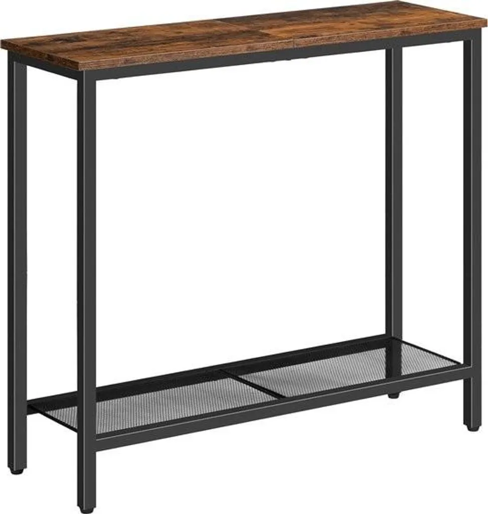 Table de présentation vintage 75x24x75 cm, console fine à deux niveaux
