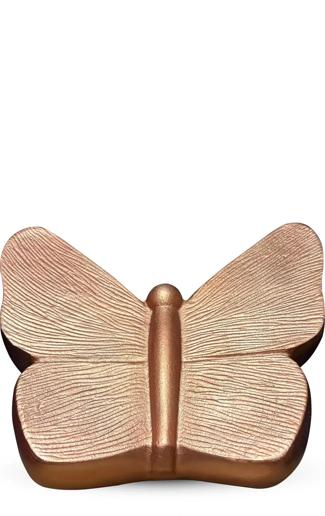 Urna in alluminio Butterfly - 3,5 litri - Oro rosa - Realizzata a mano - Contenitore decorativo per le ceneri