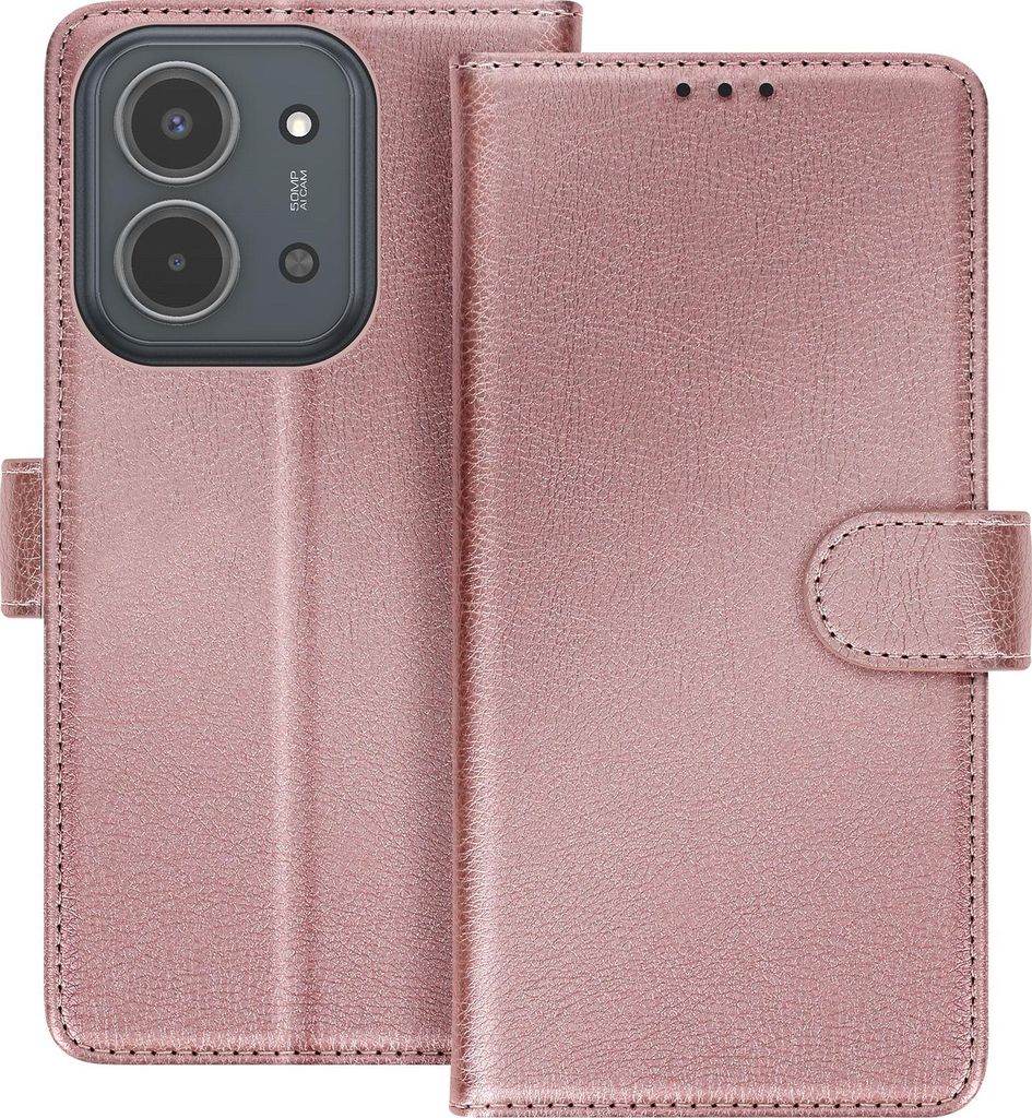 Avizar, Chesterfield Klappetui Redmi 15C mit Kartenfach und Standfunktion, Rosegold