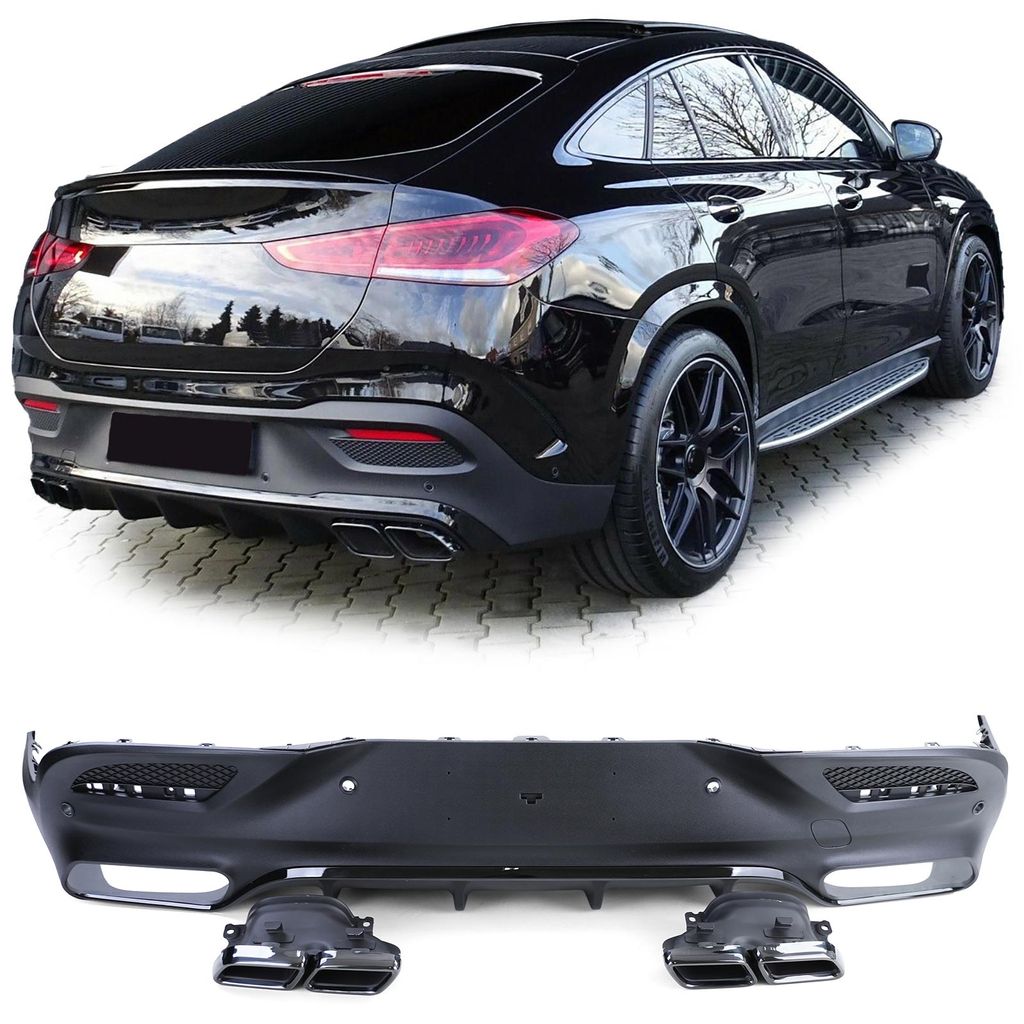 Sport Heckdiffusor mit 4 Rohr Edelstahl Endrohre für Mercedes GLE Coupe C292