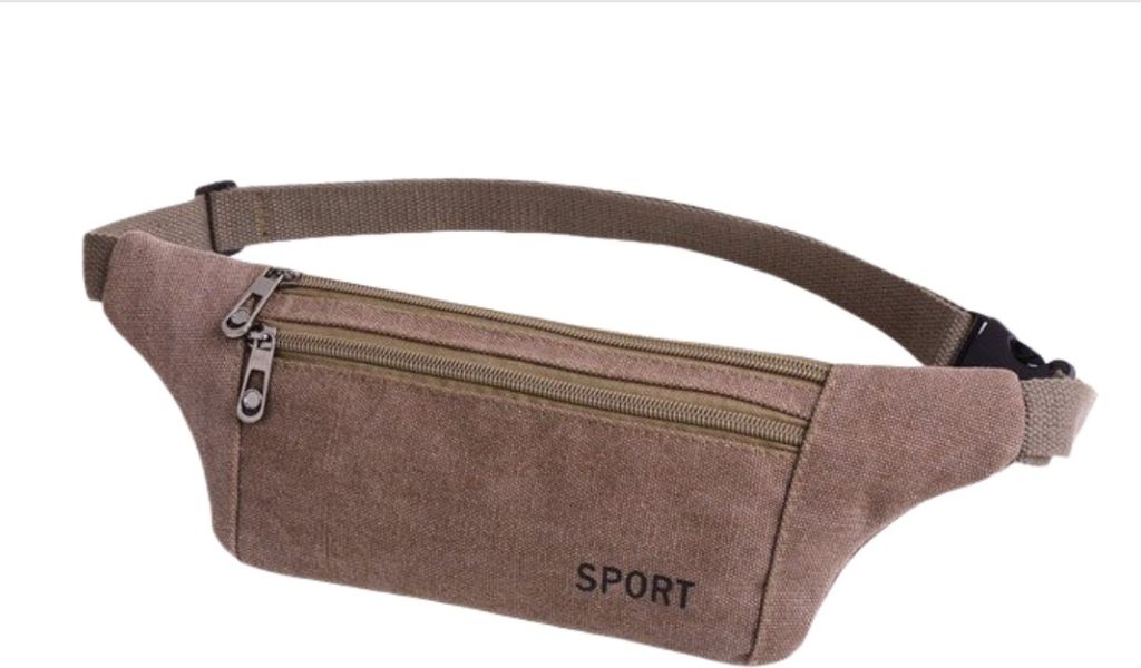 INF Canvas Bauchtasche mit Tasche - Outdoor Sport Gürteltasche Kaffee