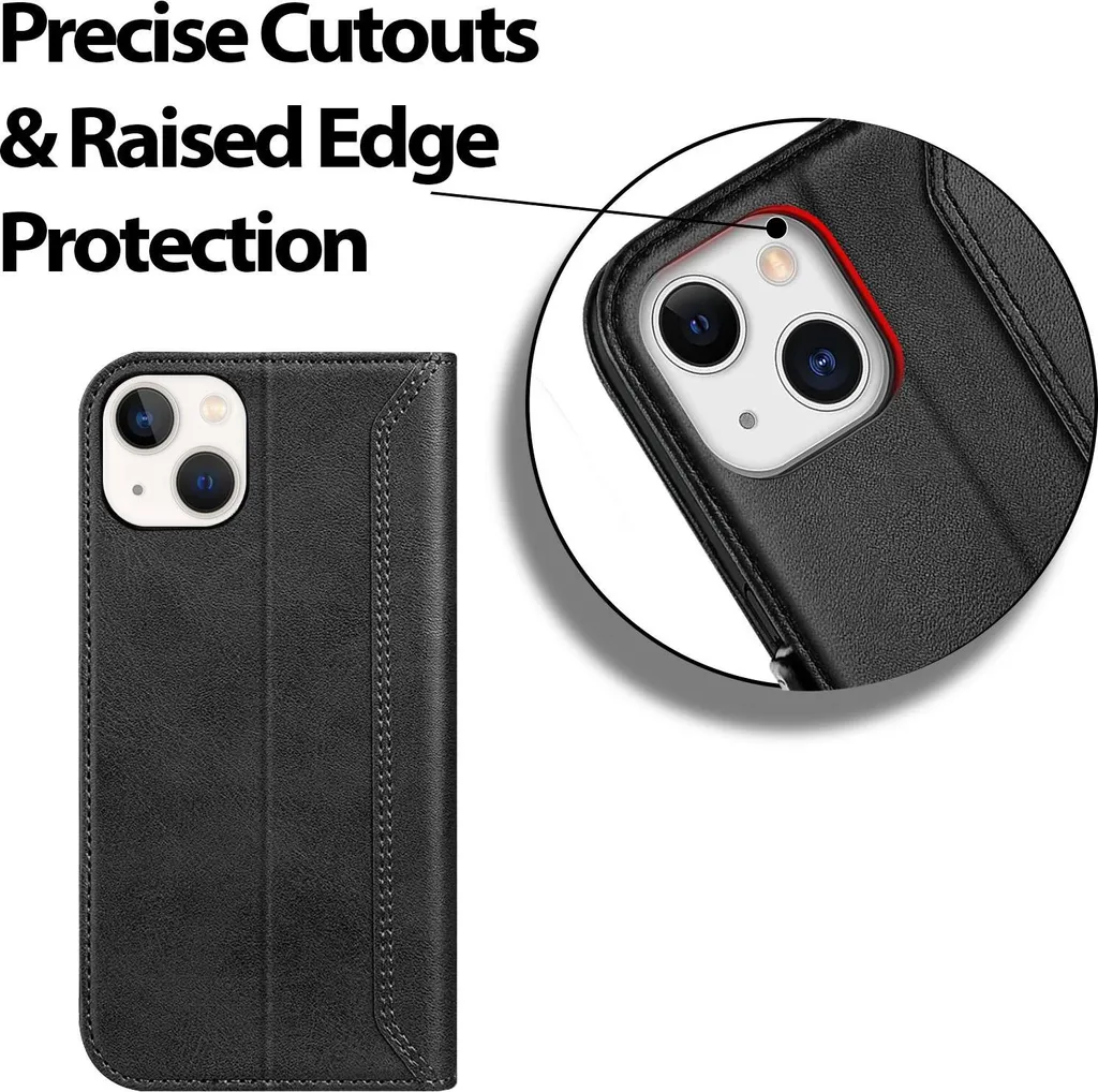 Custodia per cellulare per iPhone 14 Plus cover flip case pieghevole custodia protettiva, nero - 6