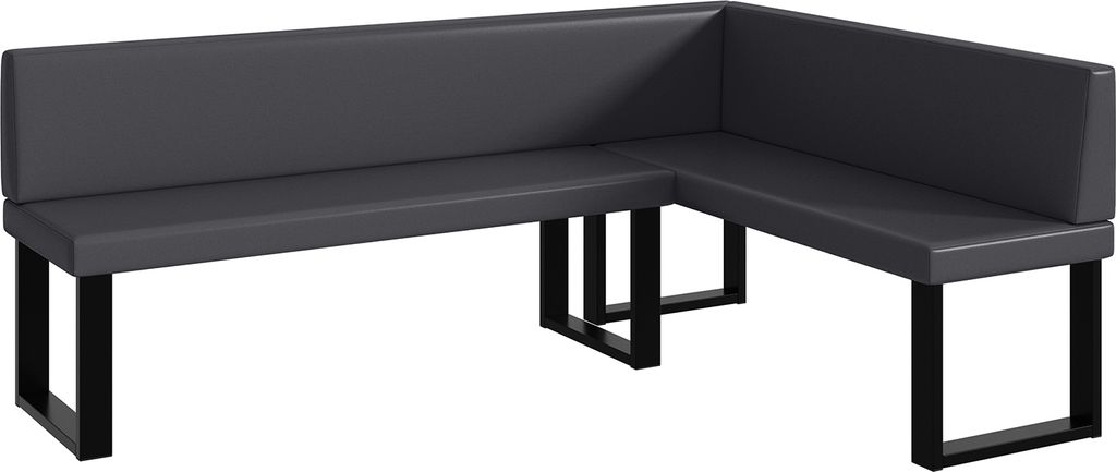 MEBLINI Eckbank für Esszimmer - Küchenbank - Essecke - Sitzecke Küche - TONI - U-Beine 142x196x87cm Rechts - Grau Kunstleder
