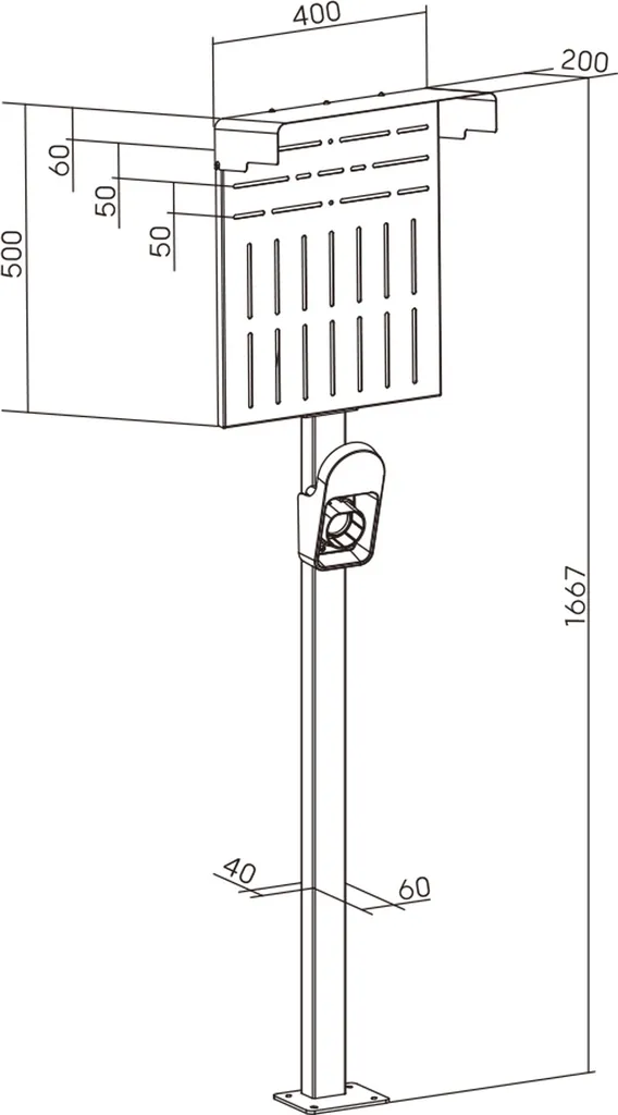 Pied Wallbox XL Noir en Acier avec Porte-Câble de Charge EV InLine - 3
