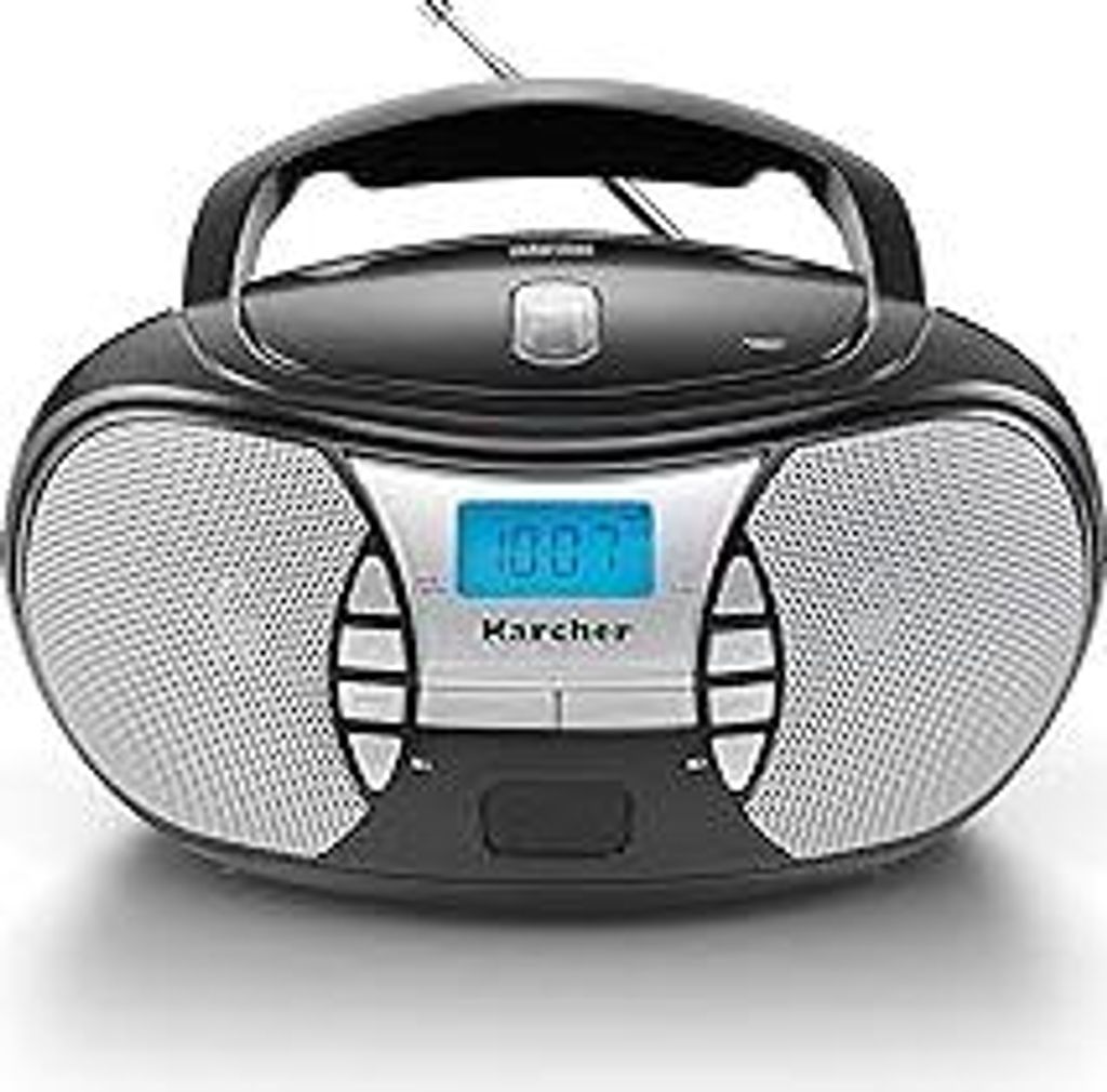 KARCHER RR 5025-B tragbares Radio, CD-Player mit Netz-und Batteriebetrieb, UKW-Radio mit AUX-Anschluss & Kopfhöreranschluss, schwarz