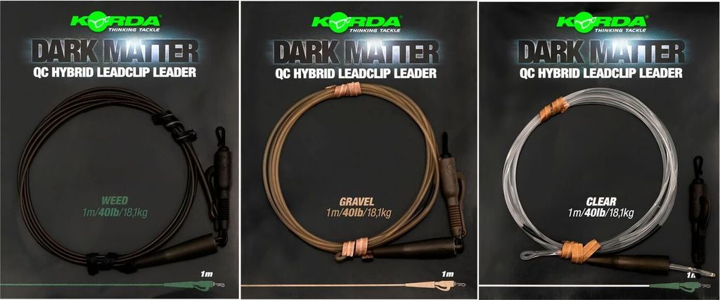 Korda Dark Matter Leader QC Hybrid Clip 100cm 40lb - Karpfenrig, Farbe:Gravel
