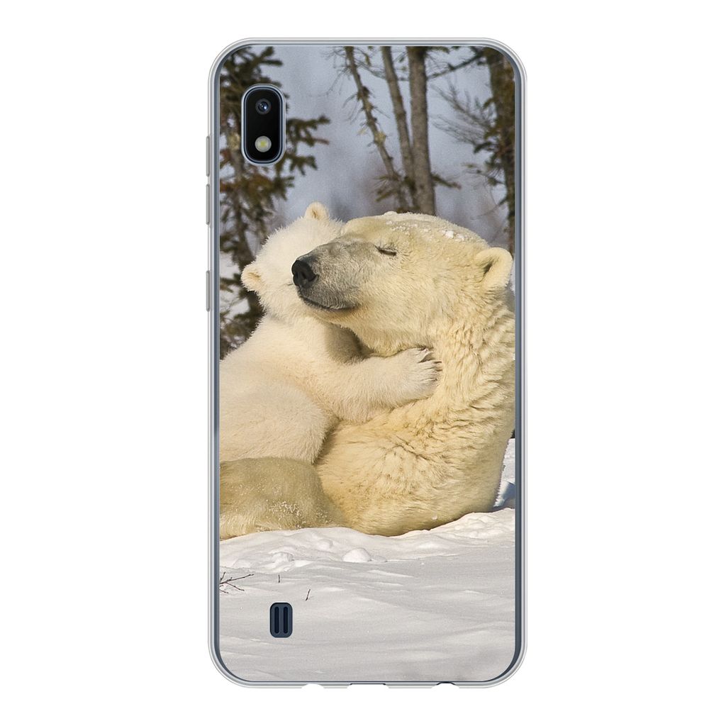 MuchoWow Handyhülle Schutzhülle Hülle für Samsung Galaxy A10 Eisbär - Schnee - Höhle - Jungtier Silikon Softcase Handy Hülle - Schutzhülle