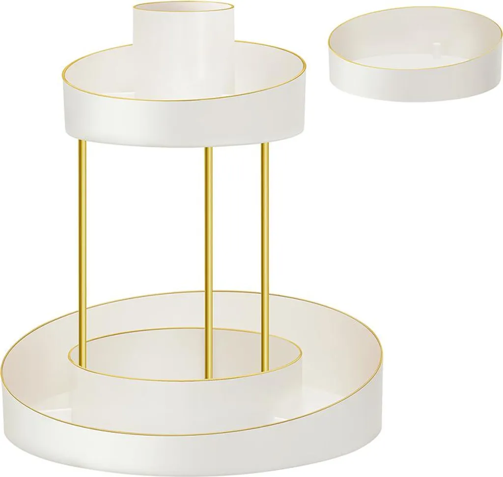 Rangement maquillage tournant doré chic pour cosmétiques et parfums L32